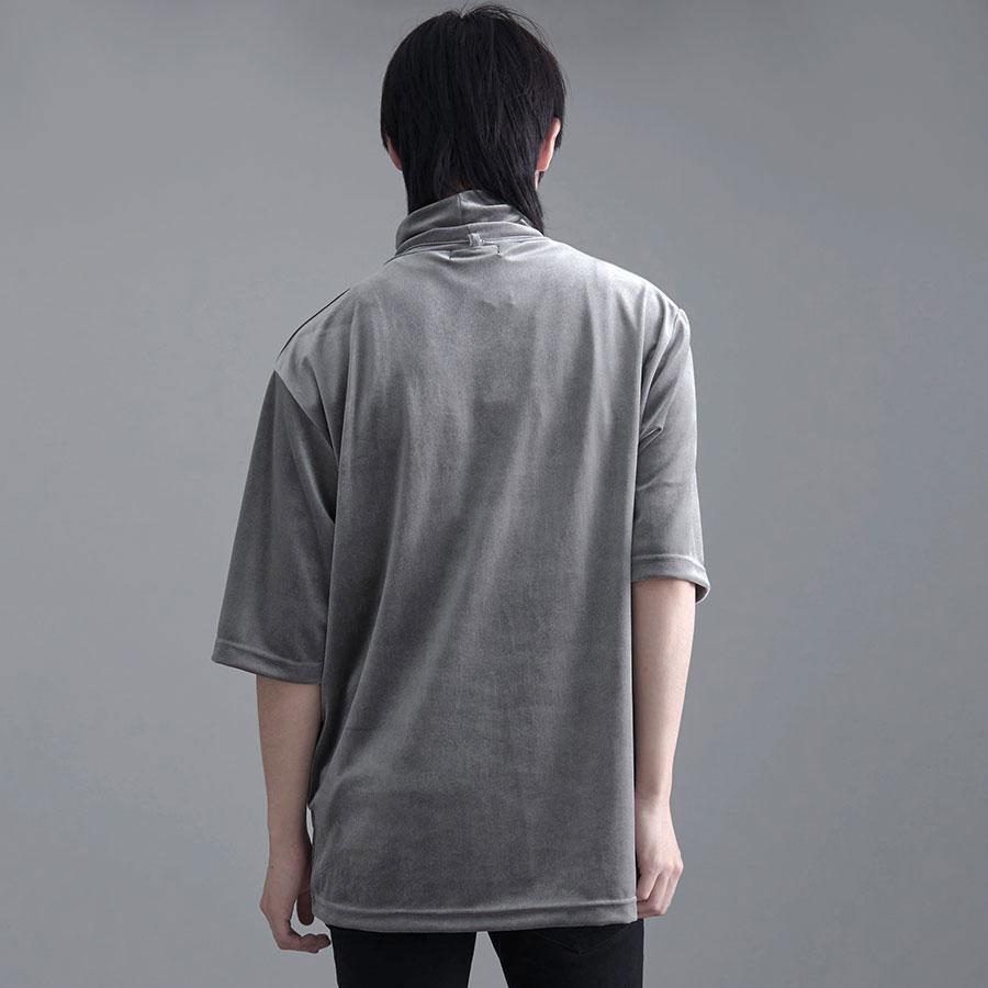 半袖Tシャツ タートルネック オフタートル ブラック 黒 ドレープ メンズ ファッション ネックレス｜silverbulletxfuga｜12