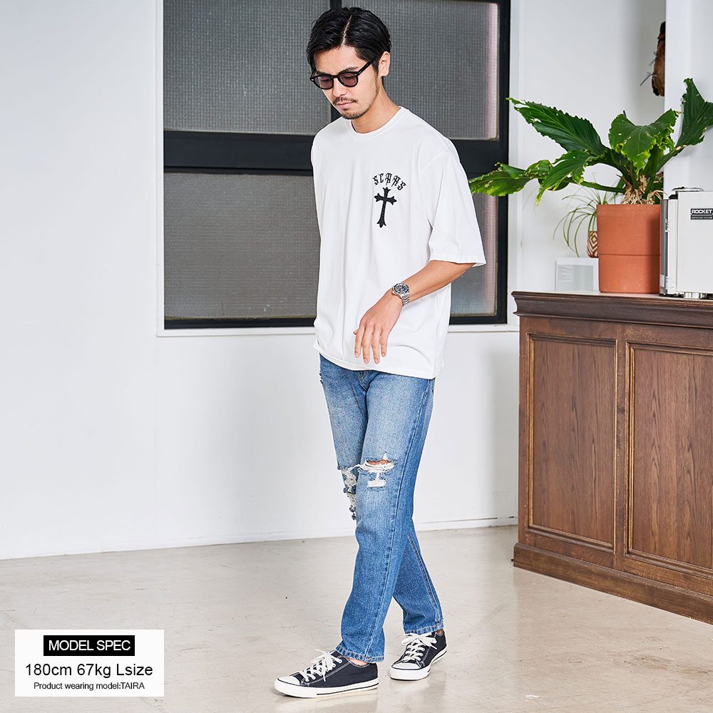 CavariA（キャバリア） Tシャツ メンズ 半袖 ブランド クロス 十字架
