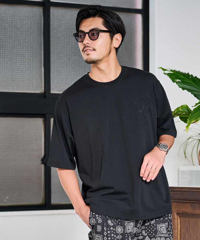 CavariA（キャバリア） Tシャツ メンズ 半袖 ブランド クロス 十字架
