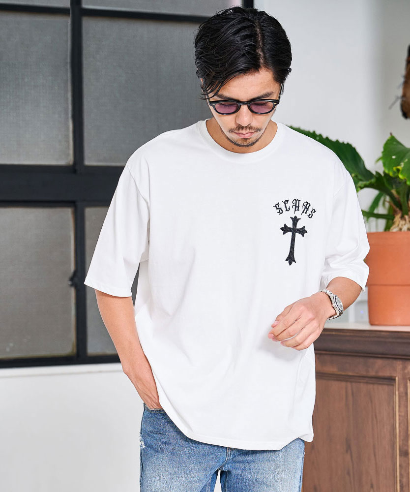 CavariA（キャバリア） Tシャツ メンズ 半袖 ブランド クロス 十字架