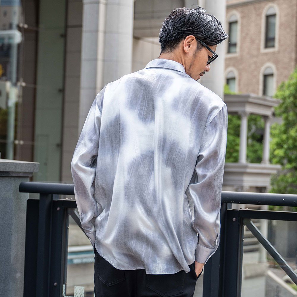 CavariA（キャバリア） シャツ メンズ ブランド 長袖 総柄 グリッター 