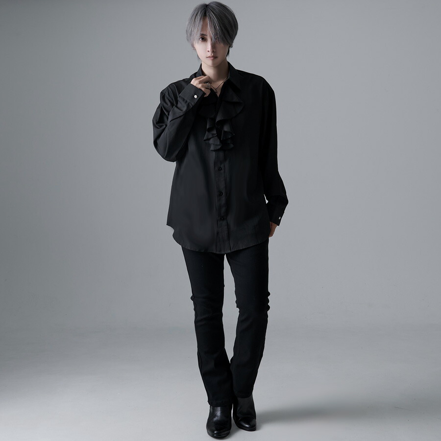 KAPITAL キャピタル フリル 長袖シャツ ブラック メンズ SIZE 1 CavariA（キャバリア） フリルシャツ メンズ 長袖 ブラウス ドレス
