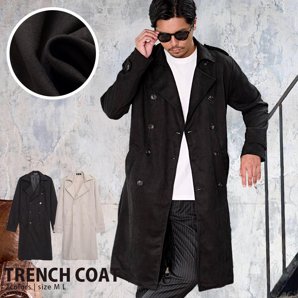 CavariA【キャバリア】フェイクスウェードトレンチコート ブラックL キャバリア CavariA CavariA フェイクスウェードトレンチコート （BLK