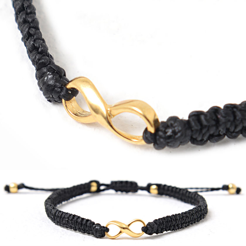 Quot ブレスレット メンズ インフィニティ アクセサリー ユニセックス おしゃれ ブラック ゴールド シルバー 春 夏 Cavaria 実物