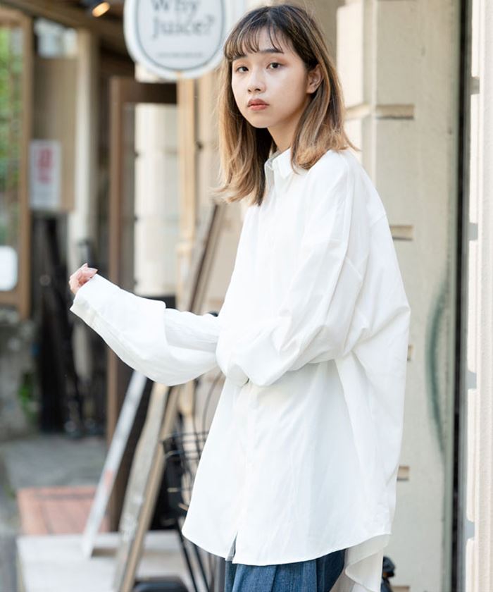 CavariA（キャバリア） カジュアルシャツ 白 メンズ 長袖 無地 