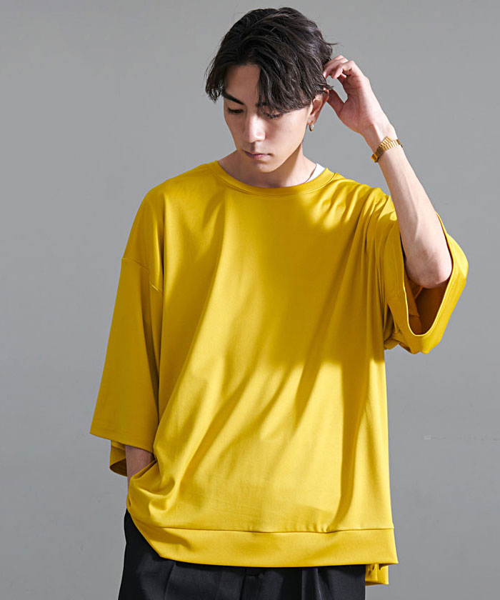 メンズ Tシャツ 無地Tシャツ ボタン プルオーバー 大きめ a1025 CavariA Tシャツ メンズ 7分袖 無地 厚手 ポンチ 大きいサイズ