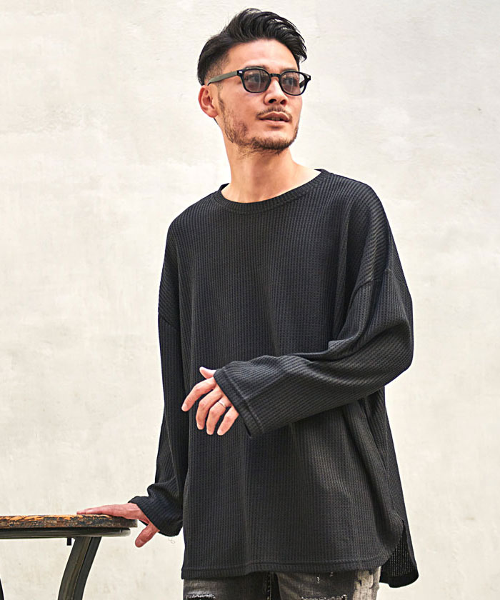 CavariA(キャバリア) ロンT メンズ Tシャツ 長袖 無地 厚手 ワッフル CavariA(キャバリア) ロンT メンズ Tシャツ 長袖 無地 厚手 ワッフル