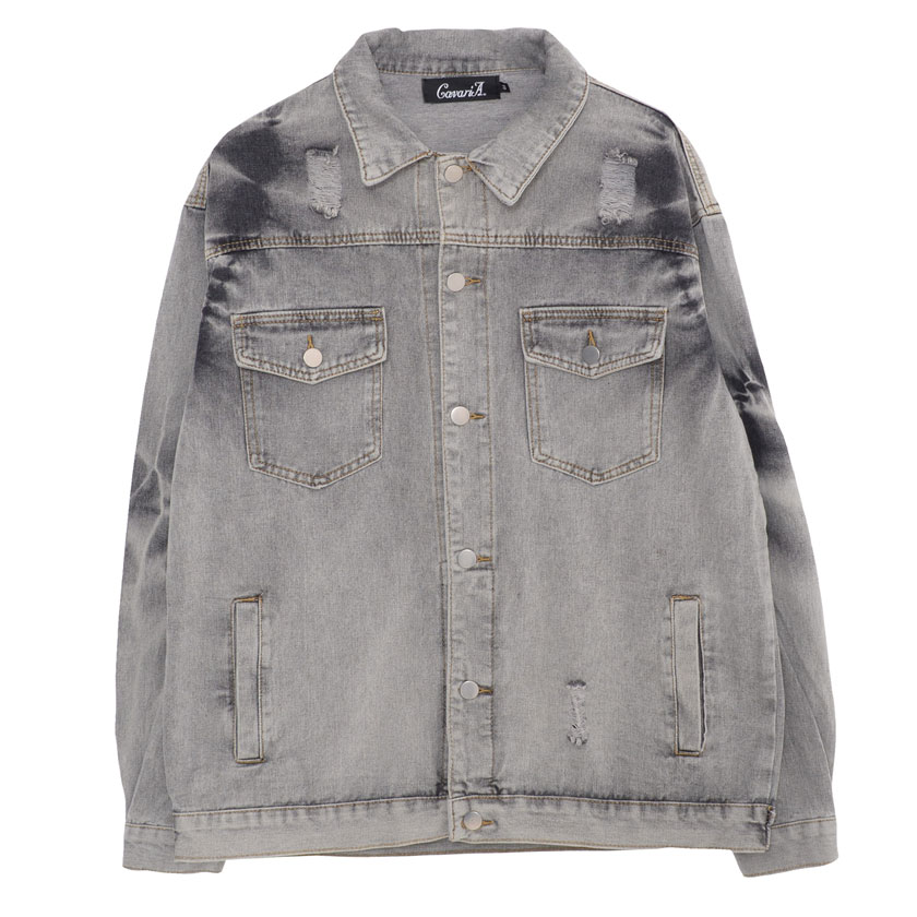 ダメージ加工ユーティリティデニムジャケット ZARA - 【ZARA】5520/494/427 ダメージ加工バックプリントデニム