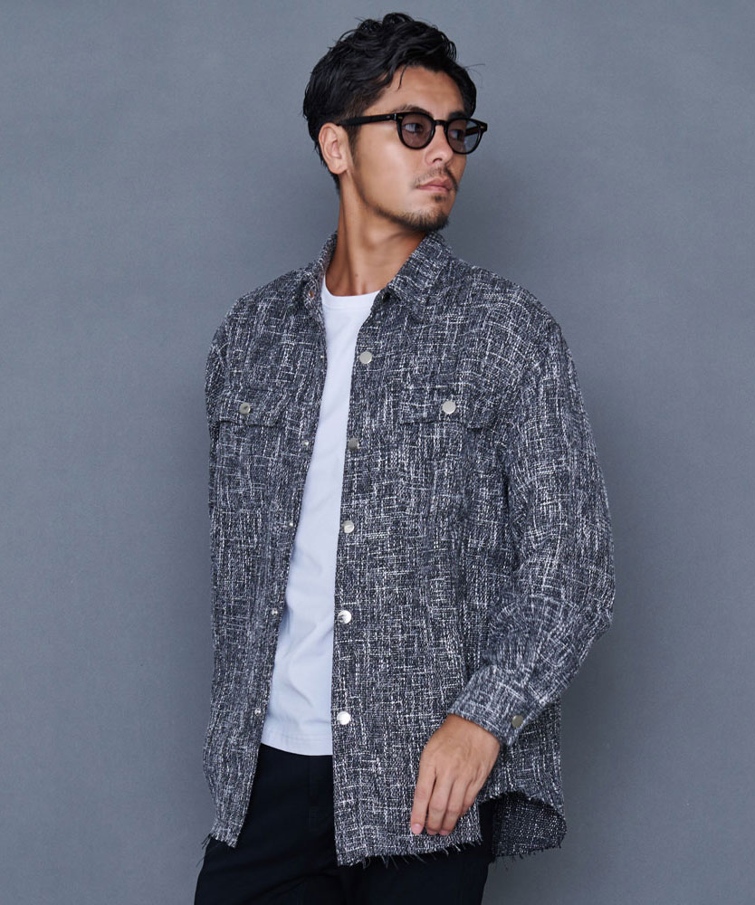 CavariA（キャバリア） ジャケット メンズ 長袖シャツ ツイード