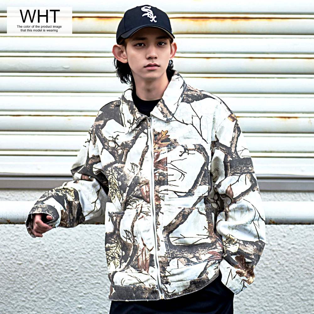 ジャケット メンズ アウター おしゃれ ジップ ブルゾン デニムジャケット Gジャン 総柄ジャケット ミリタリー プリント ヴィンテージ ビンテージ 古着 リアルツリー ゆったり CavariA 20代 30代 40代 ユニセックス 男性 男 服 秋 冬 春 春服 ファッション [CARE24-47] CavariA（キャバリア） デニムジャケット メンズ アウター Gジャン