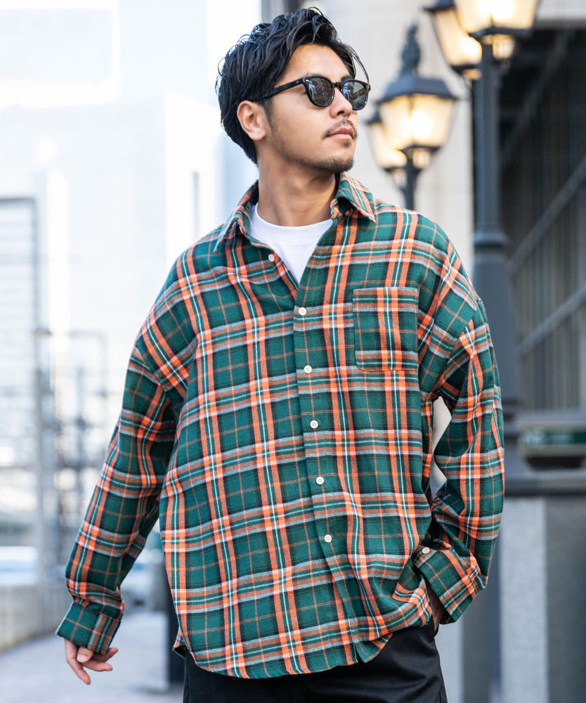 CavariA（キャバリア） チェックシャツ メンズ 長袖 カジュアル