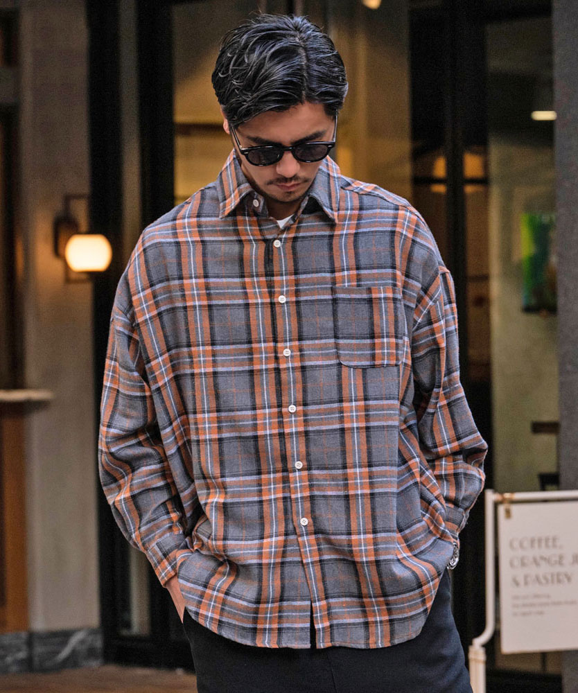 CavariA（キャバリア） チェックシャツ メンズ 長袖 カジュアル