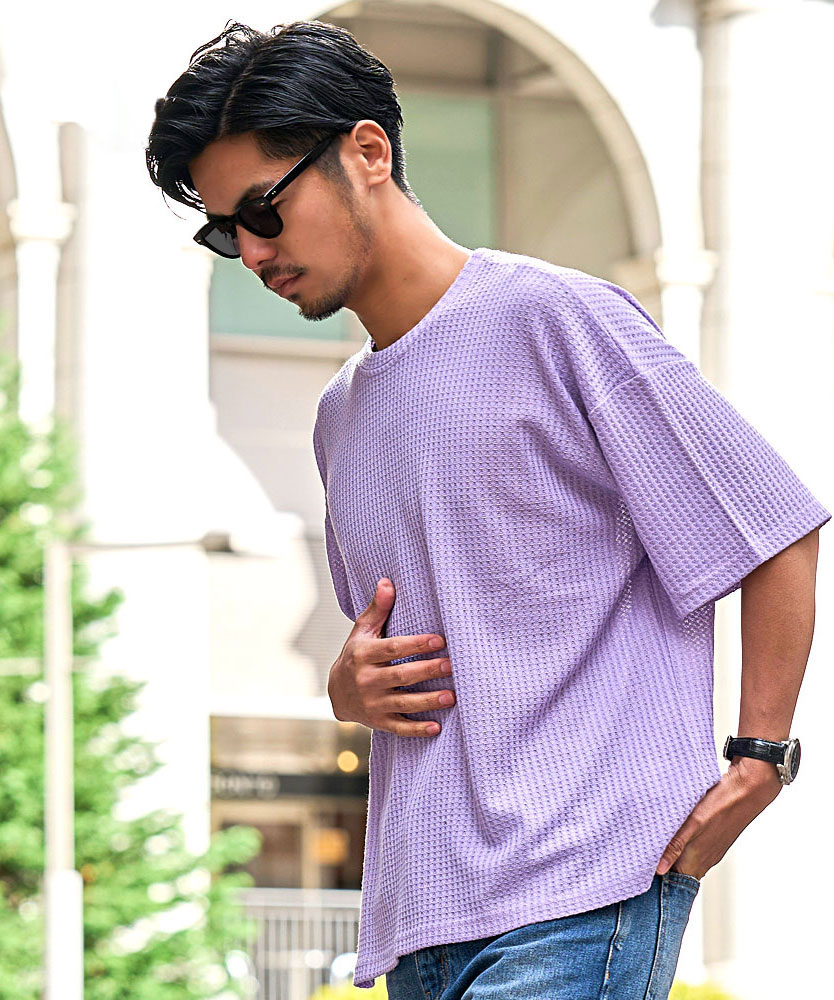 CavariA（キャバリア） Tシャツ メンズ 半袖 ブランド ワッフル