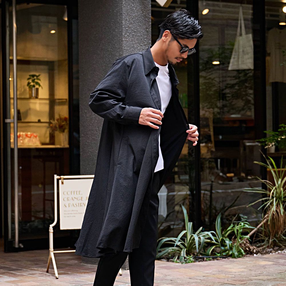 CavariA（キャバリア） シャツコート メンズ ロング丈 アウター