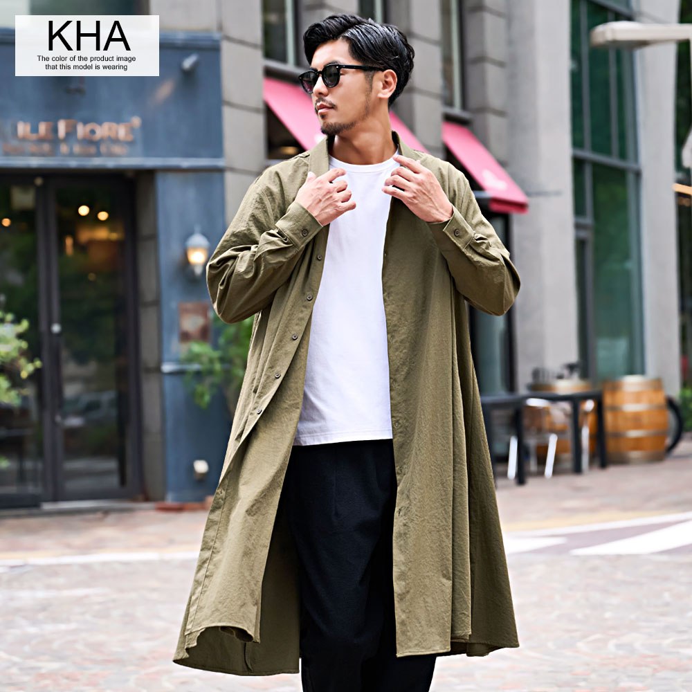 CavariA（キャバリア） シャツコート メンズ ロング丈 アウター