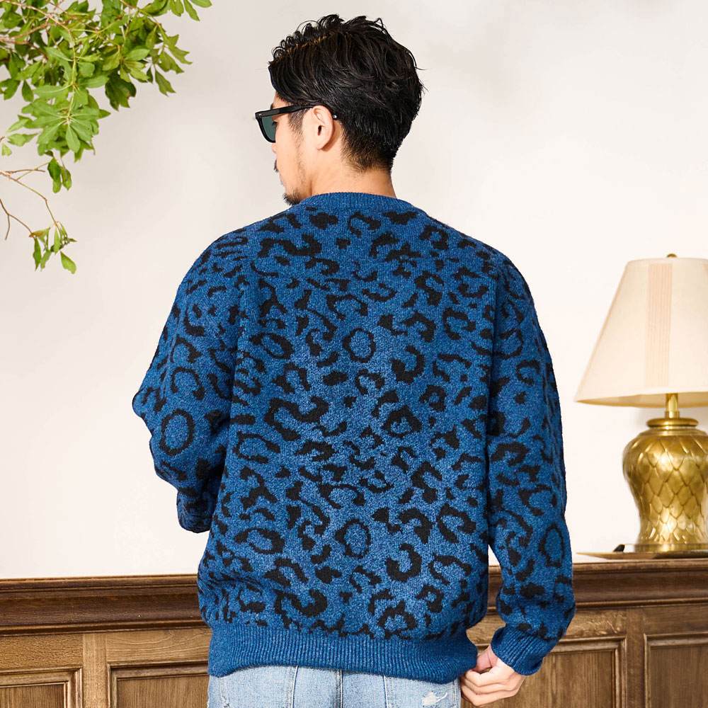 CavariA（キャバリア） ニット メンズ セーター 長袖 ブランド ヒョウ