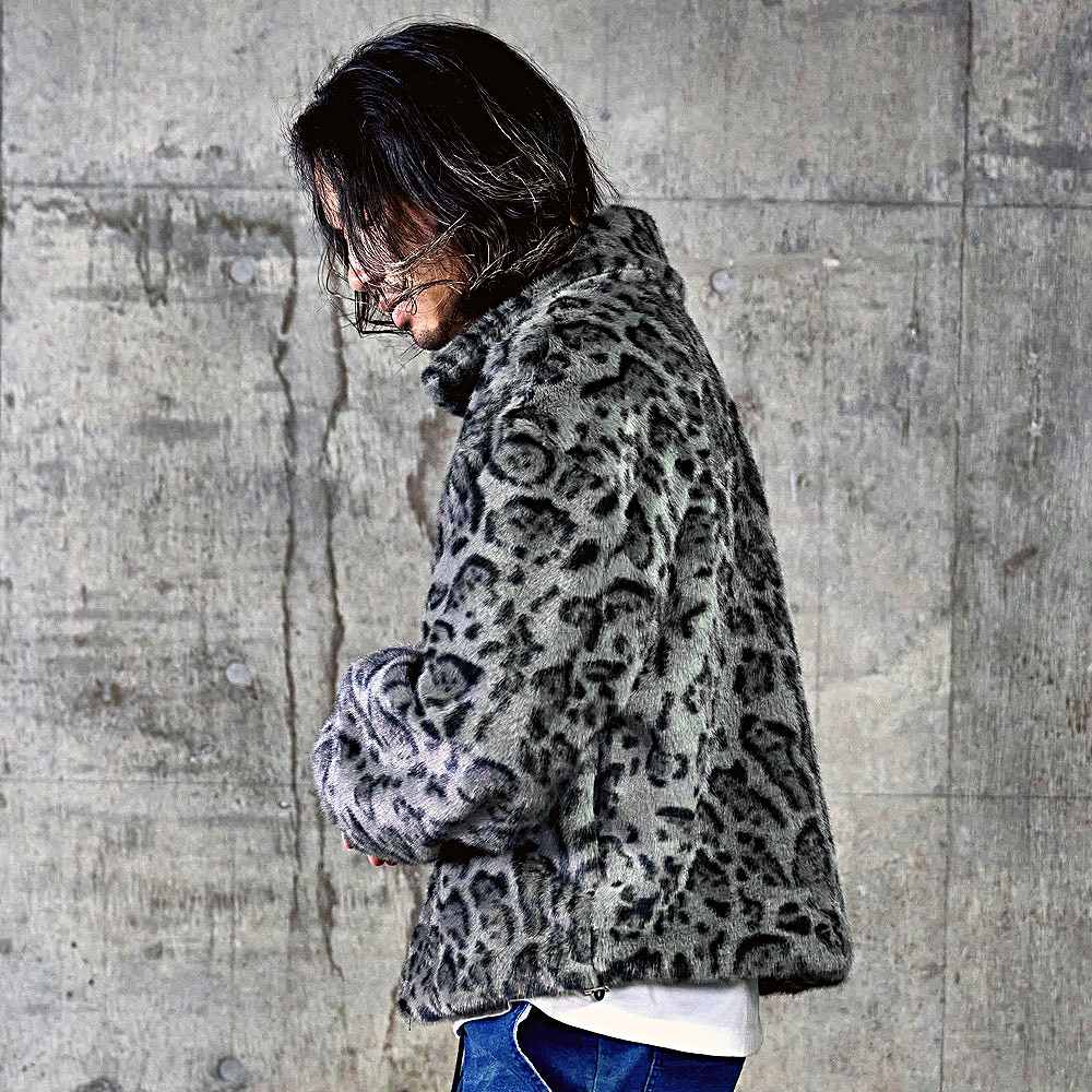 CavariA（キャバリア） ファージャケット メンズ ボアブルゾン ヒョウ 
