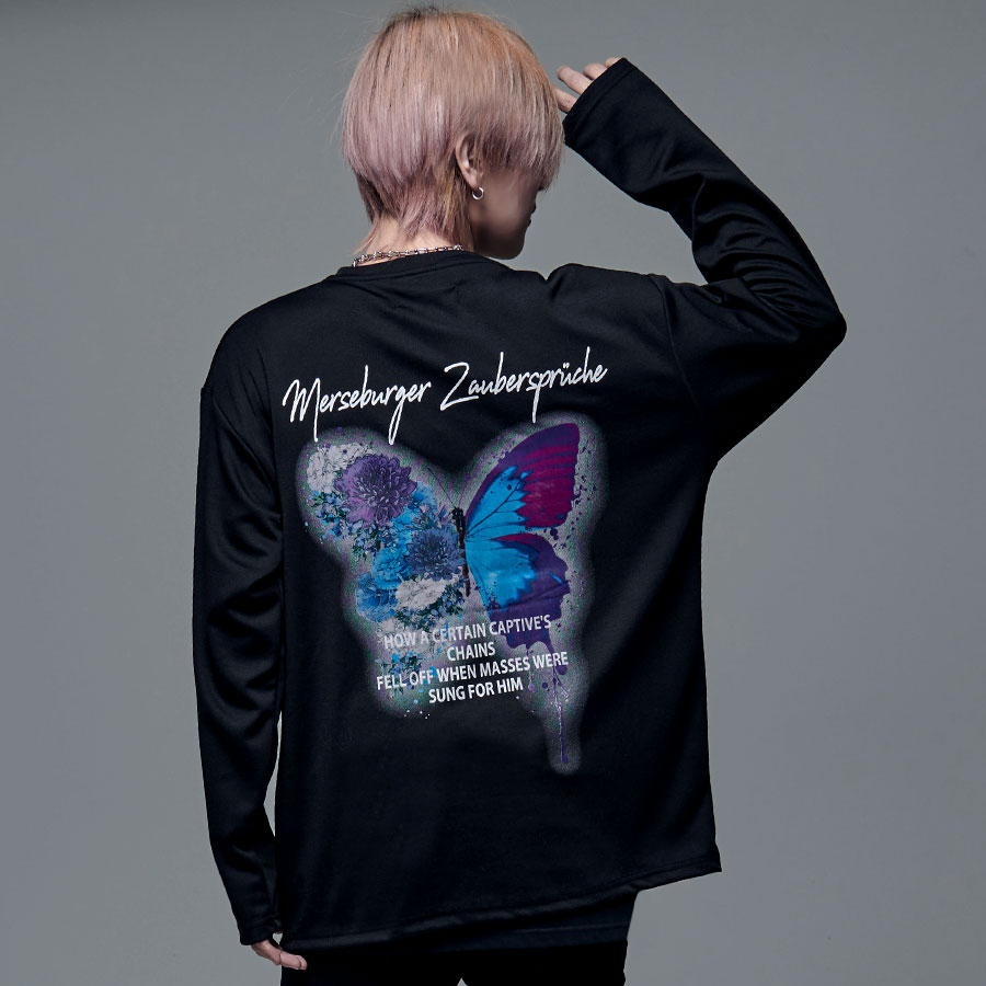 CavariA ロンT メンズ ブランド 長袖 Tシャツ インナー 蝶