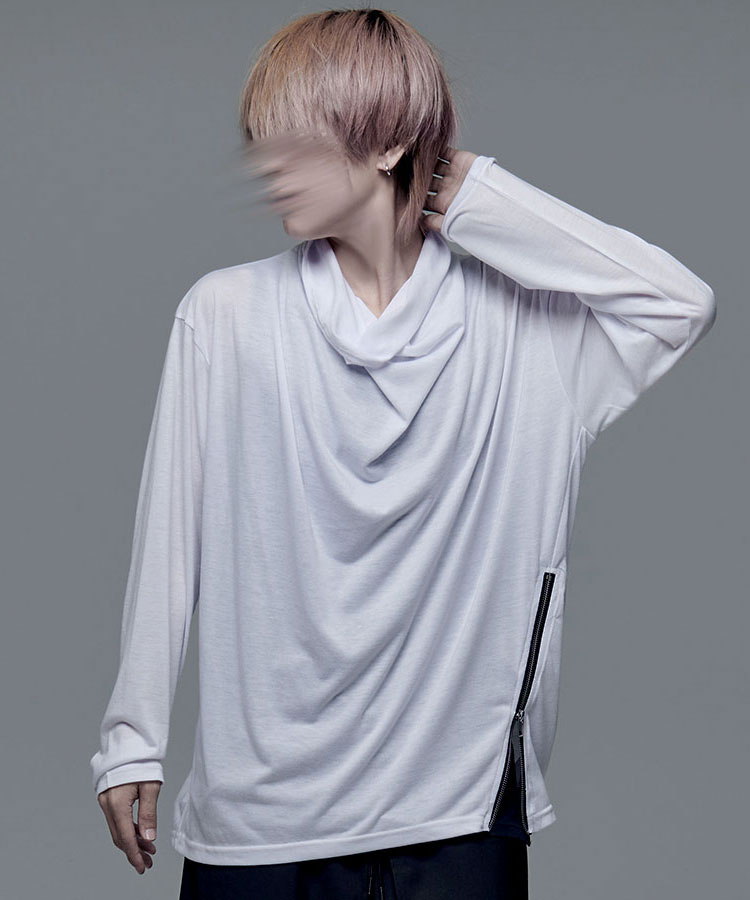 CavariA ロンt メンズ 長袖 Tシャツ 無地 ロング ドレープ