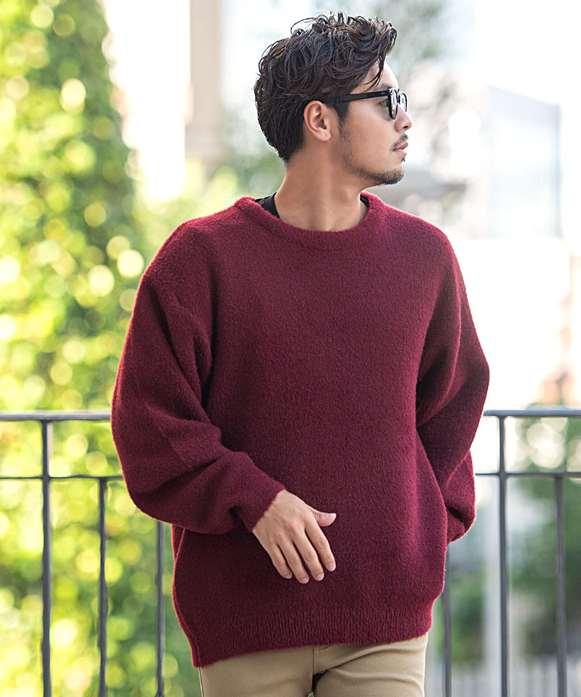 CavariA（キャバリア） ニット セーター メンズ 長袖 フェザーヤーン