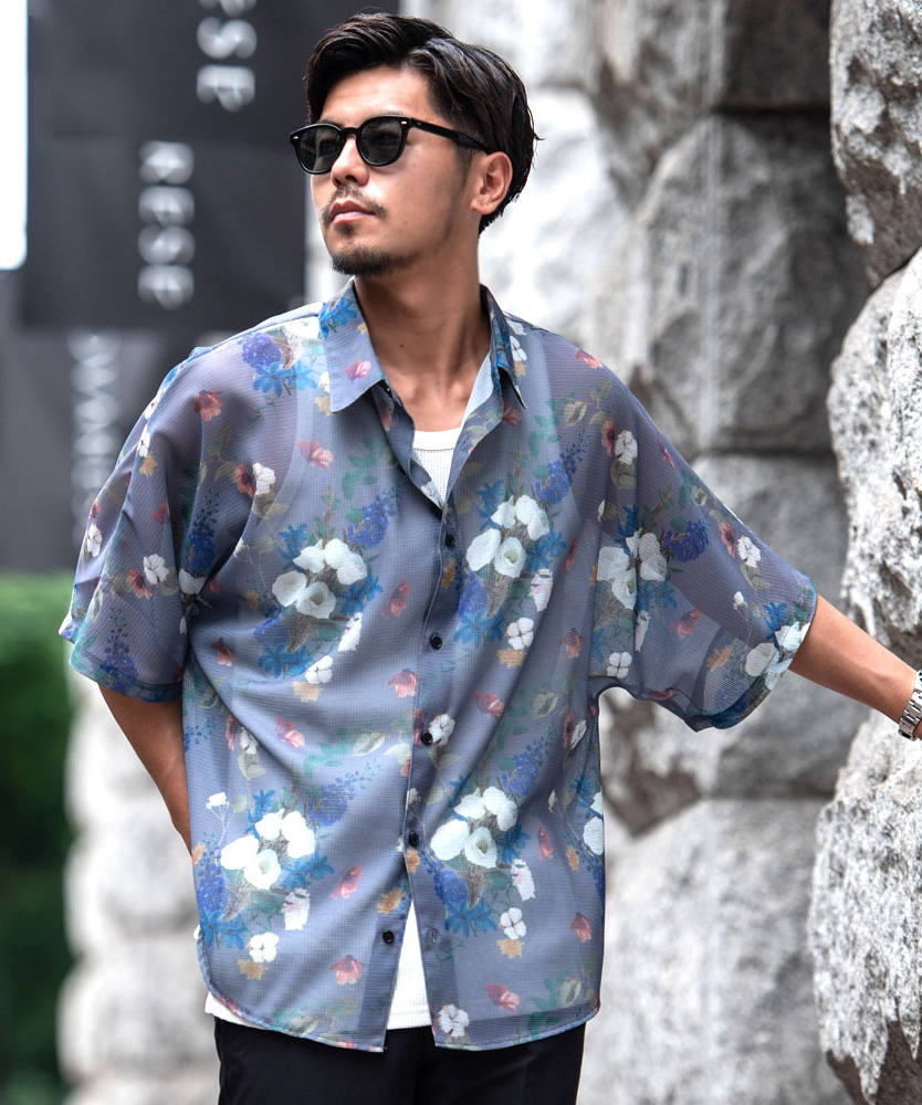 シャツ メンズ 半袖 ブランド 柄 半袖シャツ バロック調 総柄シャツ カジュアルシャツ 大きいサイズ ブラック ブルー ホワイト M L CavariA 20代 30代 40代 50代 クール ユニセックス 男性 男 服 春 夏 夏服 春夏 ファッション [CABD25-13]