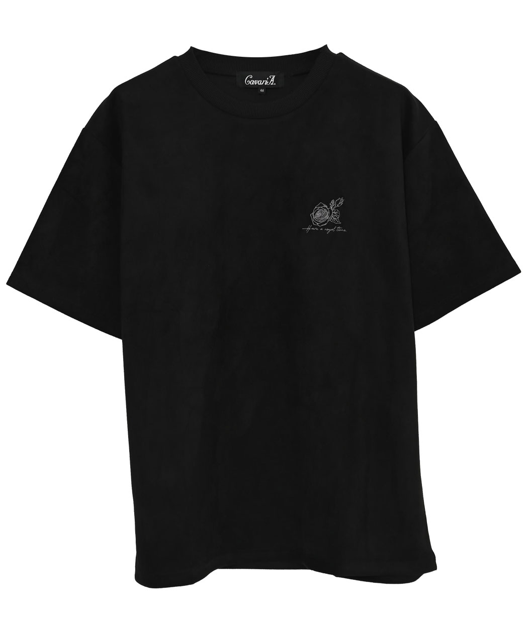 CavariA（キャバリア） Tシャツ メンズ 半袖 花柄 刺繍 フェイク