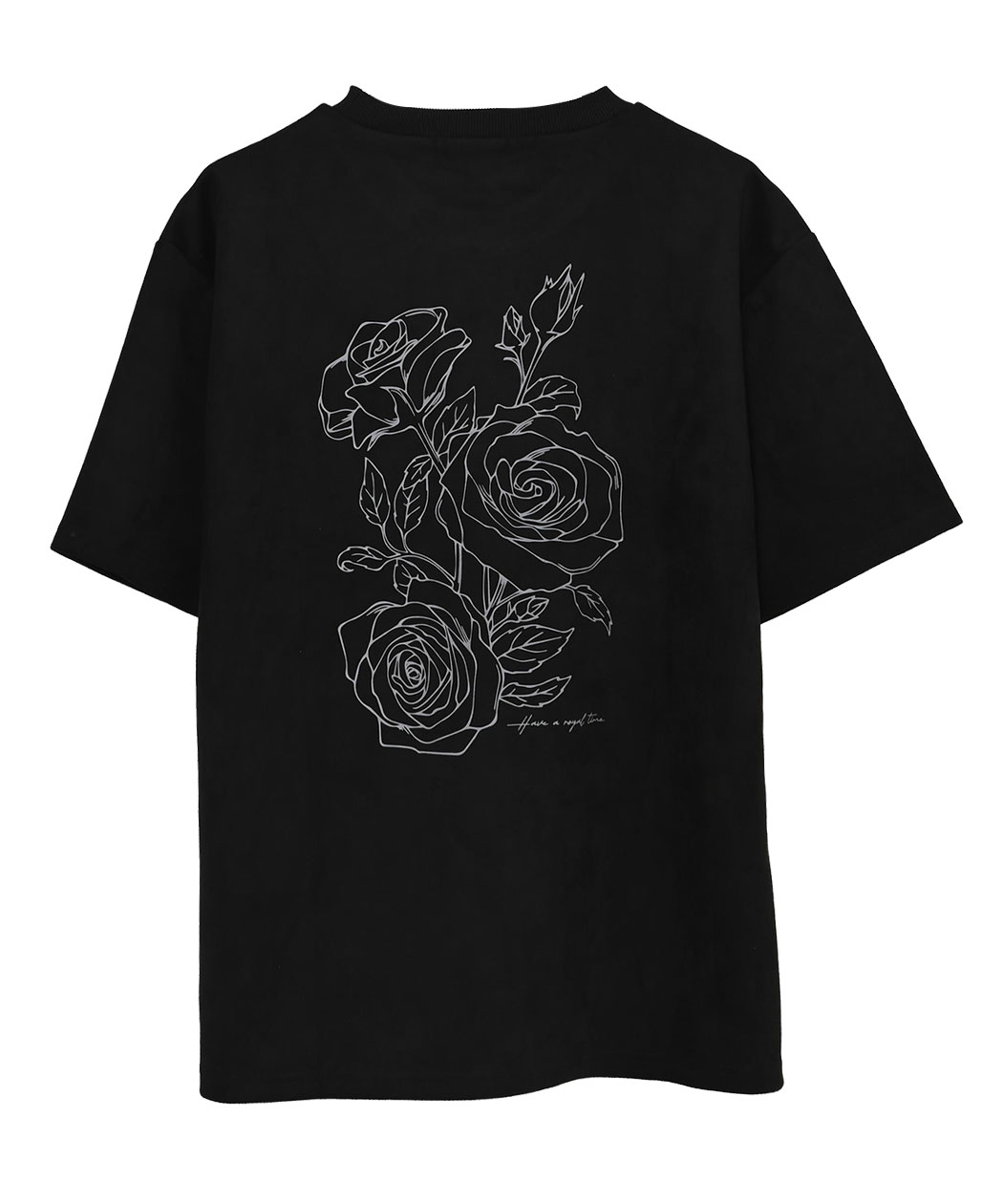 花柄 半袖Tシャツ 黒 CavariA（キャバリア） Tシャツ メンズ 半袖 花柄 刺繍 フェイク