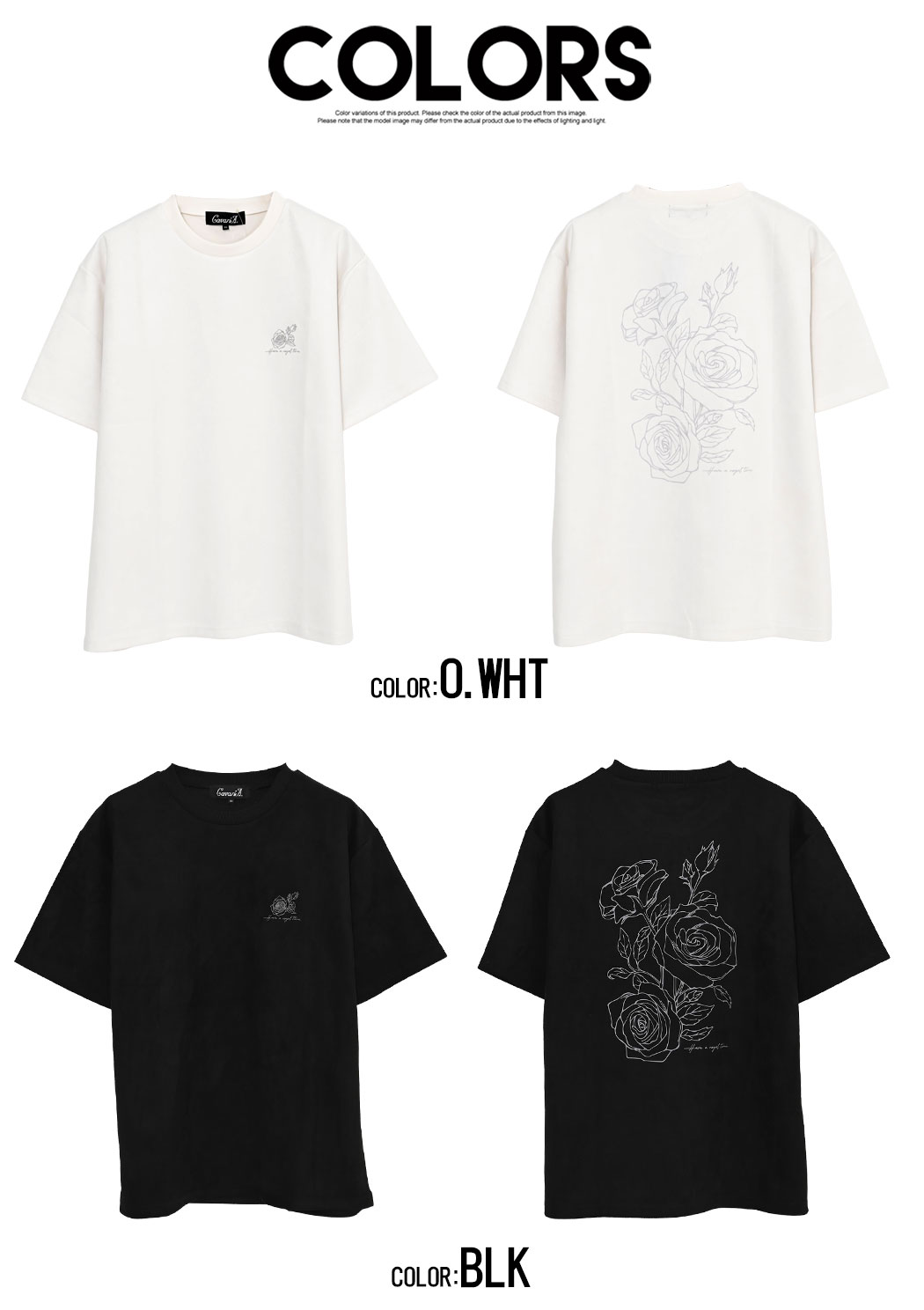 CavariA（キャバリア） Tシャツ メンズ 半袖 花柄 刺繍 フェイク