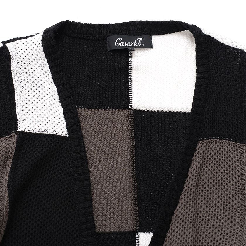カーディガン メンズ L M Quot Cavaria7gブロックチェック柄長袖セミロングカーディガン カジュアル ロングカーデ 全3色quot 冬 秋 羽織り 誠実 Quot Cavaria7gブロックチェック柄長袖セミロングカーディガン