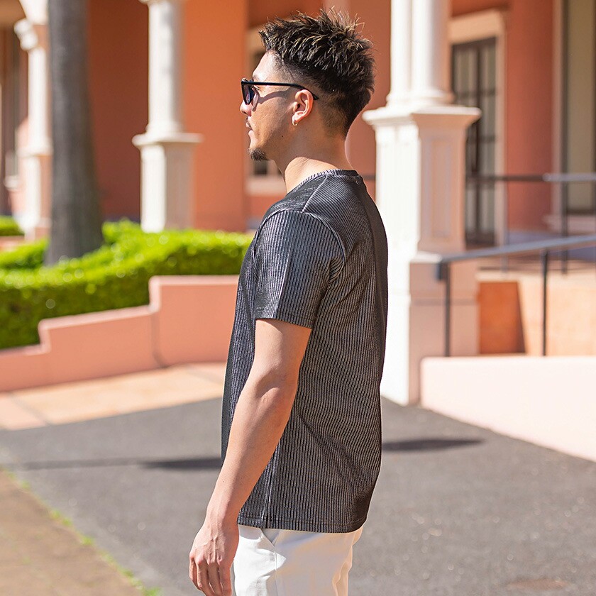半袖Tシャツ メンズ マルチカラーストライプデザイン 2色 FARAH tシャツ | マルチストライプ 半袖Tシャツ MEN メンズ