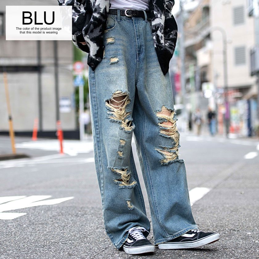 CavariA（キャバリア） デニムパンツ メンズ ワイド ストレート