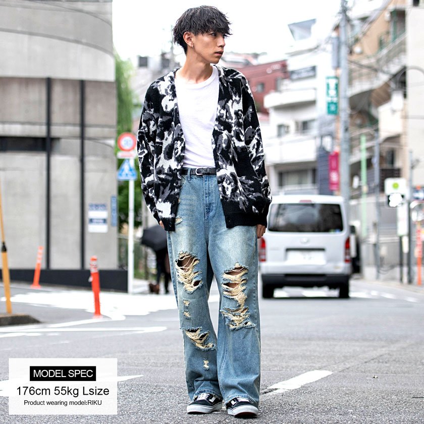 CavariA（キャバリア） デニムパンツ メンズ ワイド ストレート