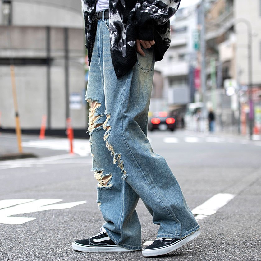 CavariA（キャバリア） デニムパンツ メンズ ワイド ストレート