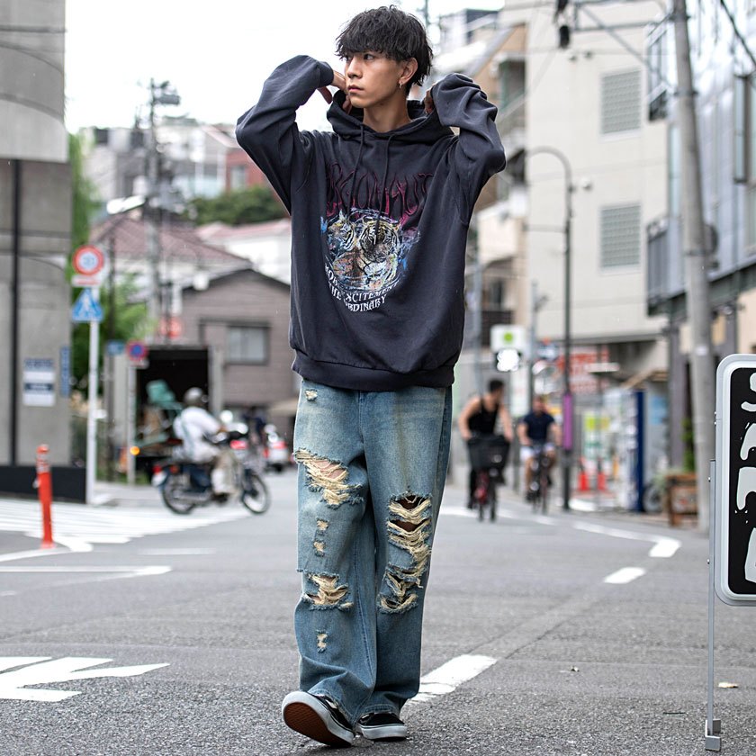 CavariA（キャバリア） デニムパンツ メンズ ワイド ストレート