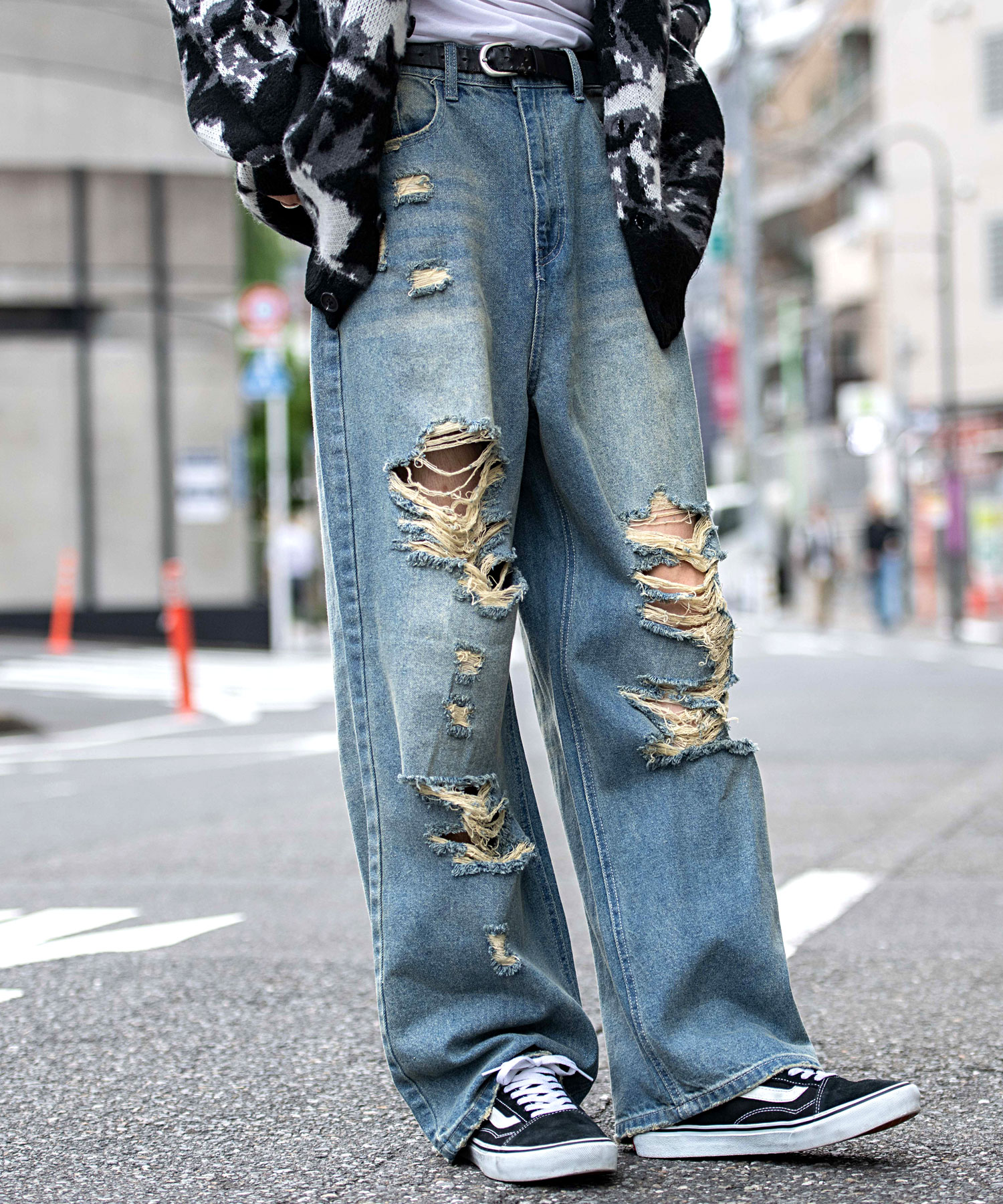 CavariA（キャバリア） デニムパンツ メンズ ワイド ストレート