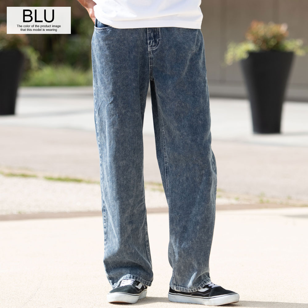 デニムパンツ メンズ ワイドパンツ 太め ジーンズ ジーパン バギー ストレート ゆったり 黒 40代 50代 | CavariA | 07