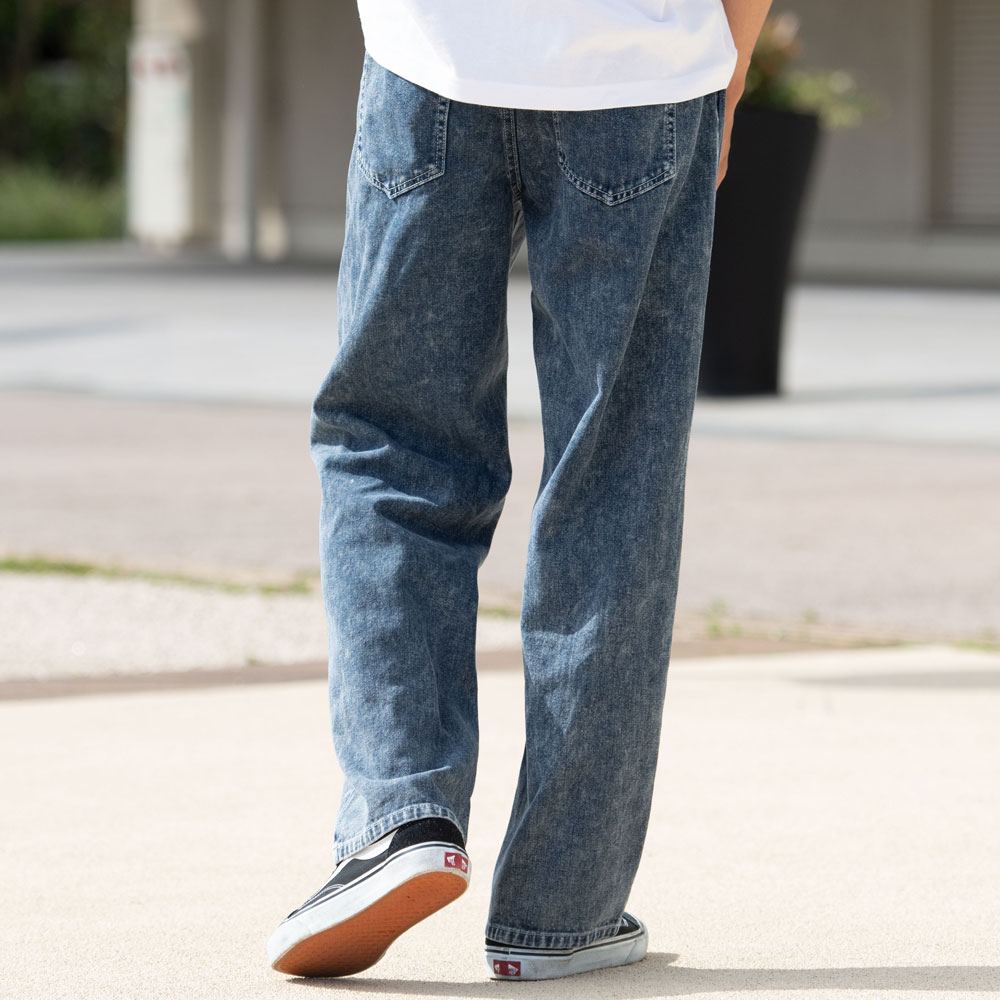 デニムパンツ メンズ ワイドパンツ 太め ジーンズ ジーパン バギー ストレート ゆったり 黒 40代 50代 | CavariA | 10