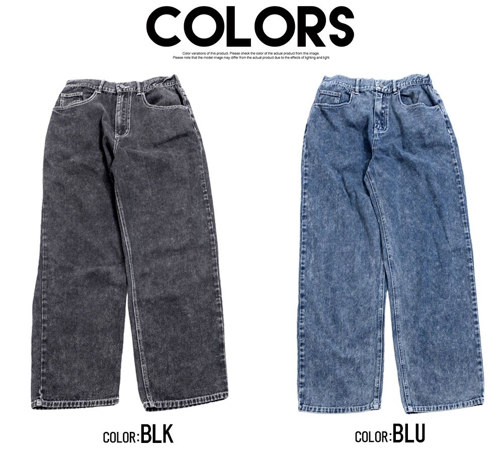 デニムパンツ メンズ ワイドパンツ 太め ジーンズ ジーパン バギー ストレート ゆったり 黒 40代 50代 | CavariA | 19