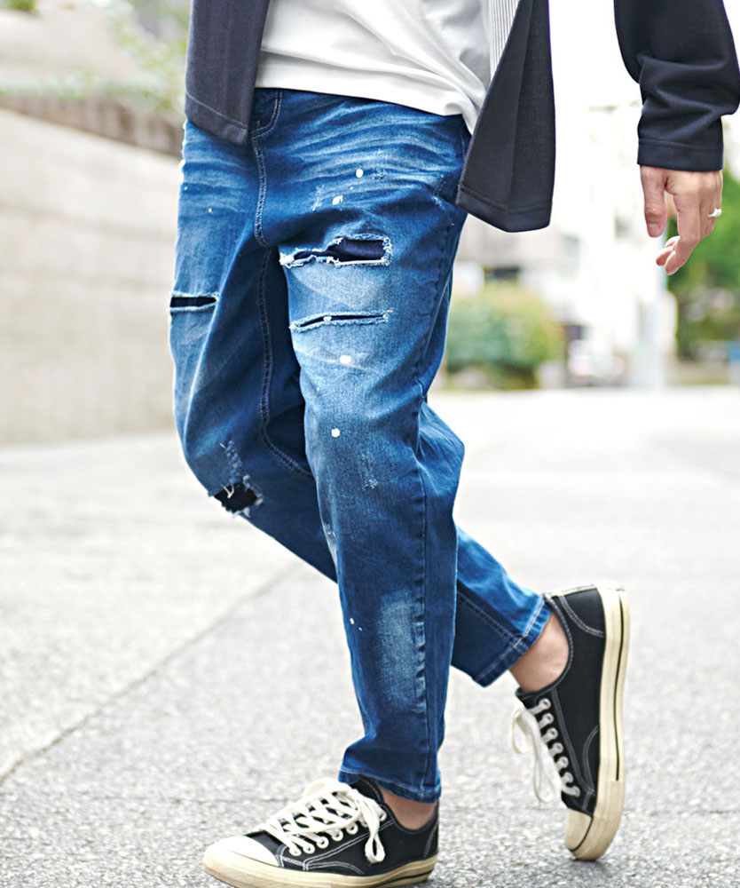 CavariA デニムパンツ メンズ サルエル ワイド テーパード