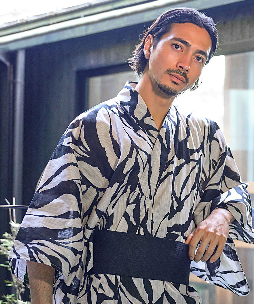 浴衣 メンズ 2025 父の日 ギフト 実用的 夏用 部屋着 2点セット 贈り物 LL XL 大きいサイズ 作り帯 祭り 花火大会 30代 40代 50代 60代 綿100% 敬老の日 | CavariA | 03