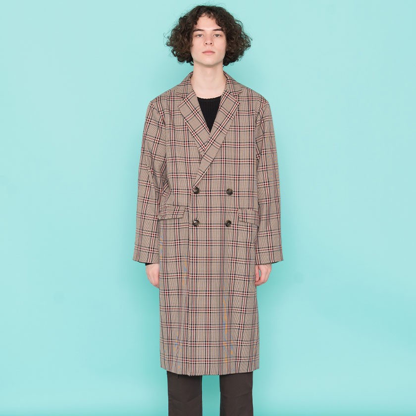 珍しい シック メンズ チェック柄 ゆったり ダブル コート クリアランスバーゲン Upik Ac Ug
