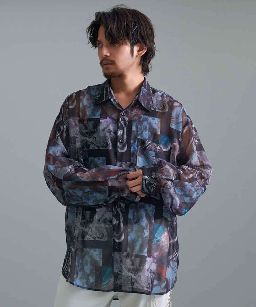 【新品】大人気アンキコーヌ オーガンジードット長袖シャツ オーガンジーオーバーシャツ トップス シャツ ブラウス 長袖