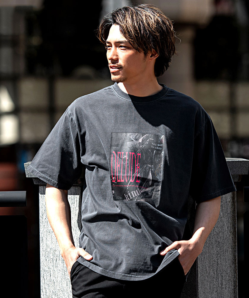 Cavaria プリント Tシャツ 44 黒　キャバリア クーポン】【セール 32%OFF】キャバリア CavariA CavariA 箔