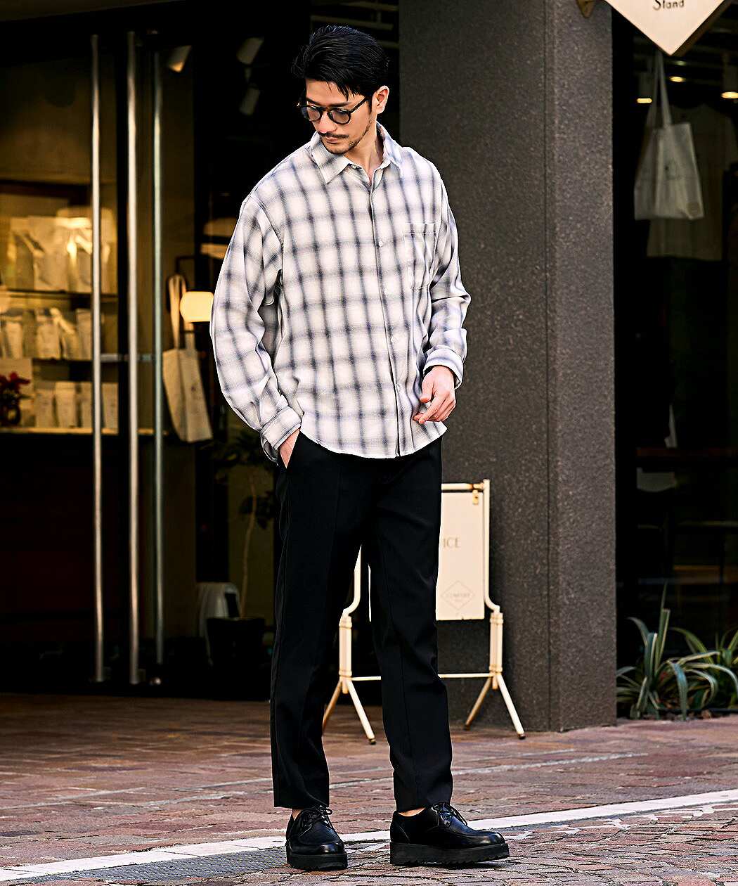 CavariA（キャバリア） チェックシャツ メンズ 長袖 オンブレ アメカジ