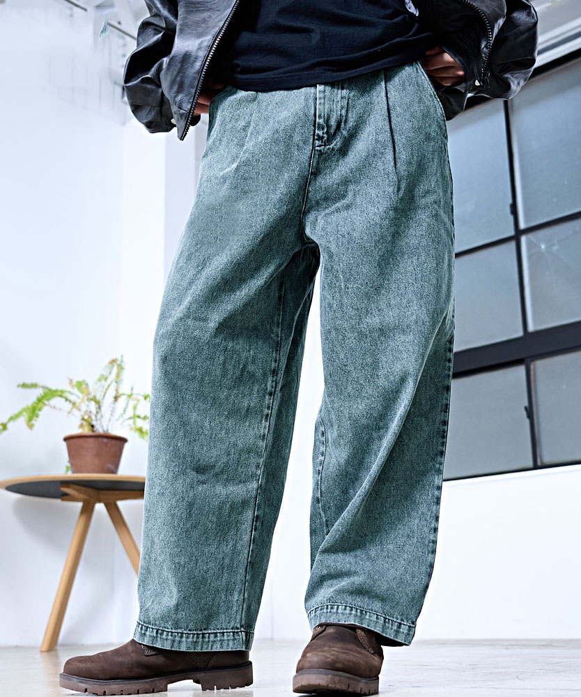 USA 古着 SEANJOHN ブラックデニムパンツ バギー ワイド アメカジ 3カラー 90S風ヴィンテージ加工 バギーデニムパンツ NZK6207