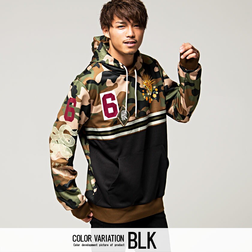 canne bollente カモフラージュパーカー S パーカー メンズ 長袖 Champion チャンピオン カモフラージュ柄