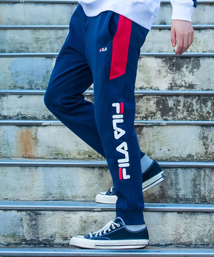 FILA フィラ ジョガーパンツ メンズ 細身 スリム サイドライン