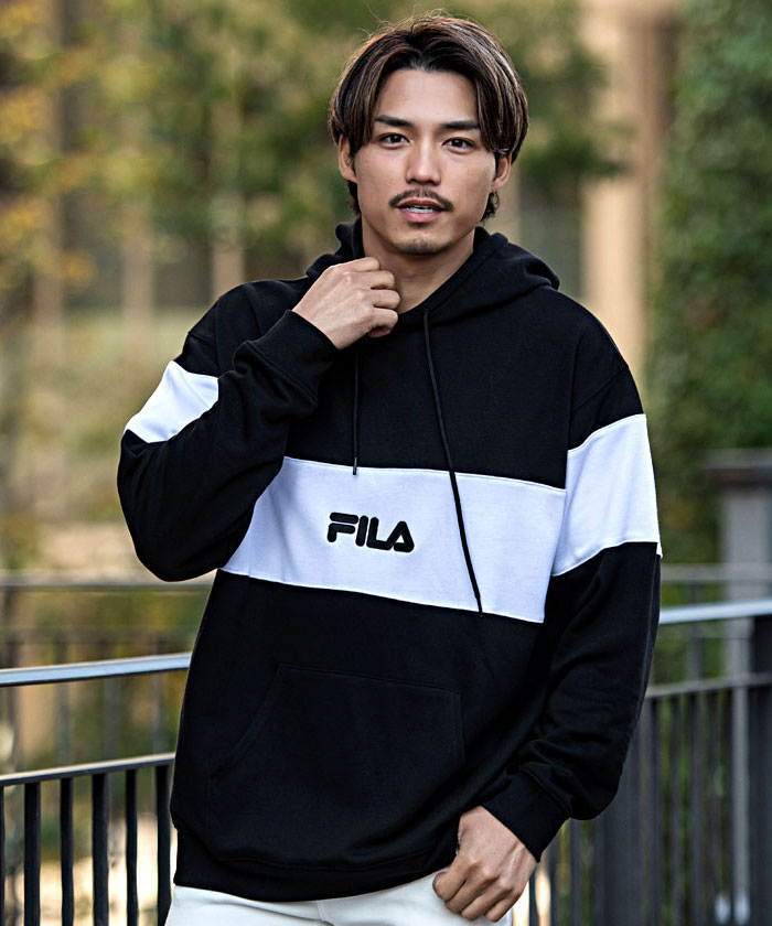 FILA フィラ パーカー メンズ 長袖 ブランド おしゃれ プルオーバー ロゴ 刺繍 黒 レディー...