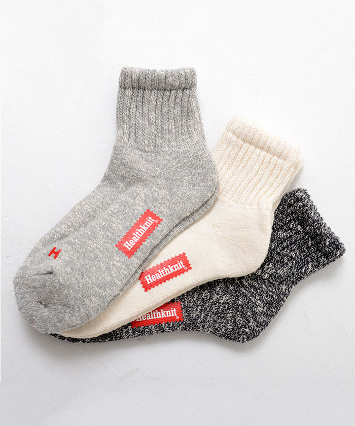 Healthknit メンズ 靴下 ソックス 3足セット ロング 厚手 ライン