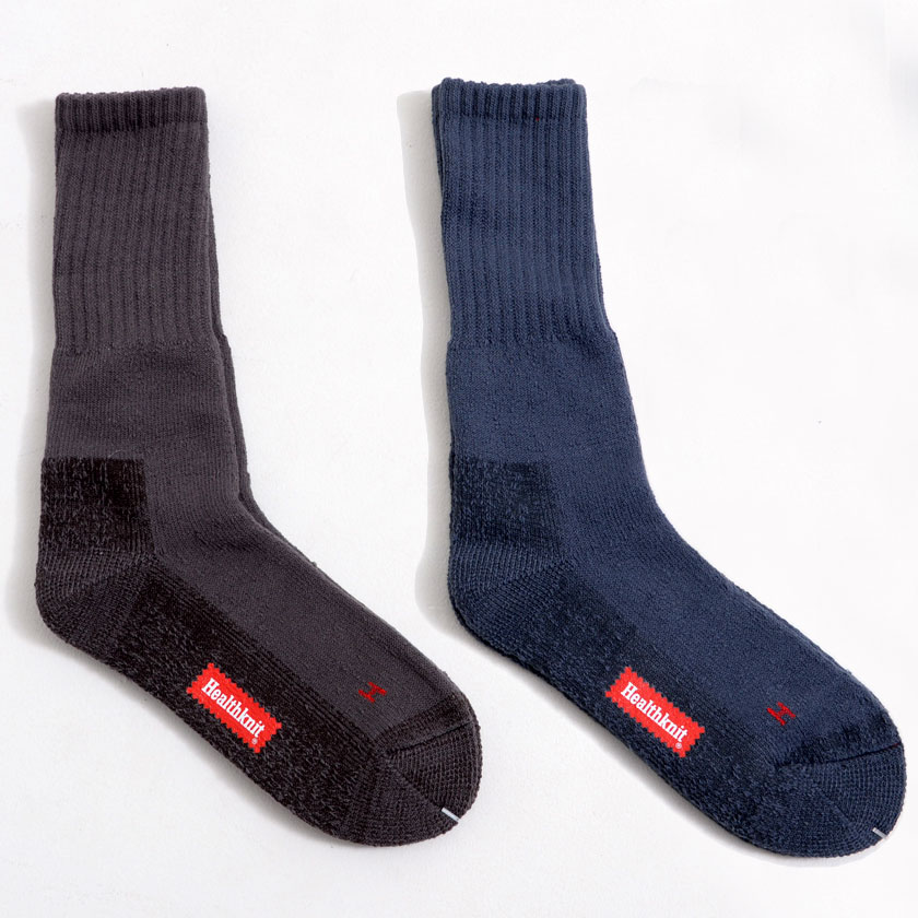 Healthknit 靴下 ソックス メンズ 2足セット 白 ロング 厚手 柄